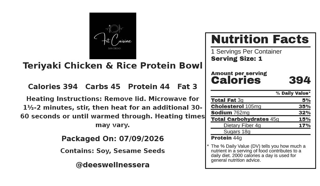 Grilled Teriyaki Chicken Protein Bowl