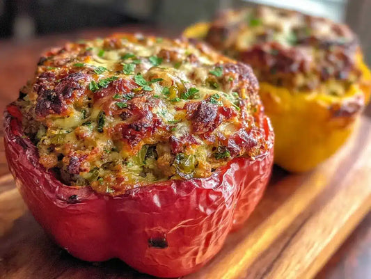 Low-Carb Turkey Picadillo Stuffed Peppers