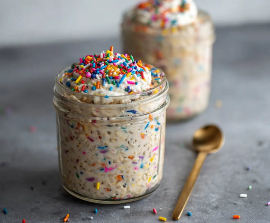 Birthday Cake Protein Overnight Oats