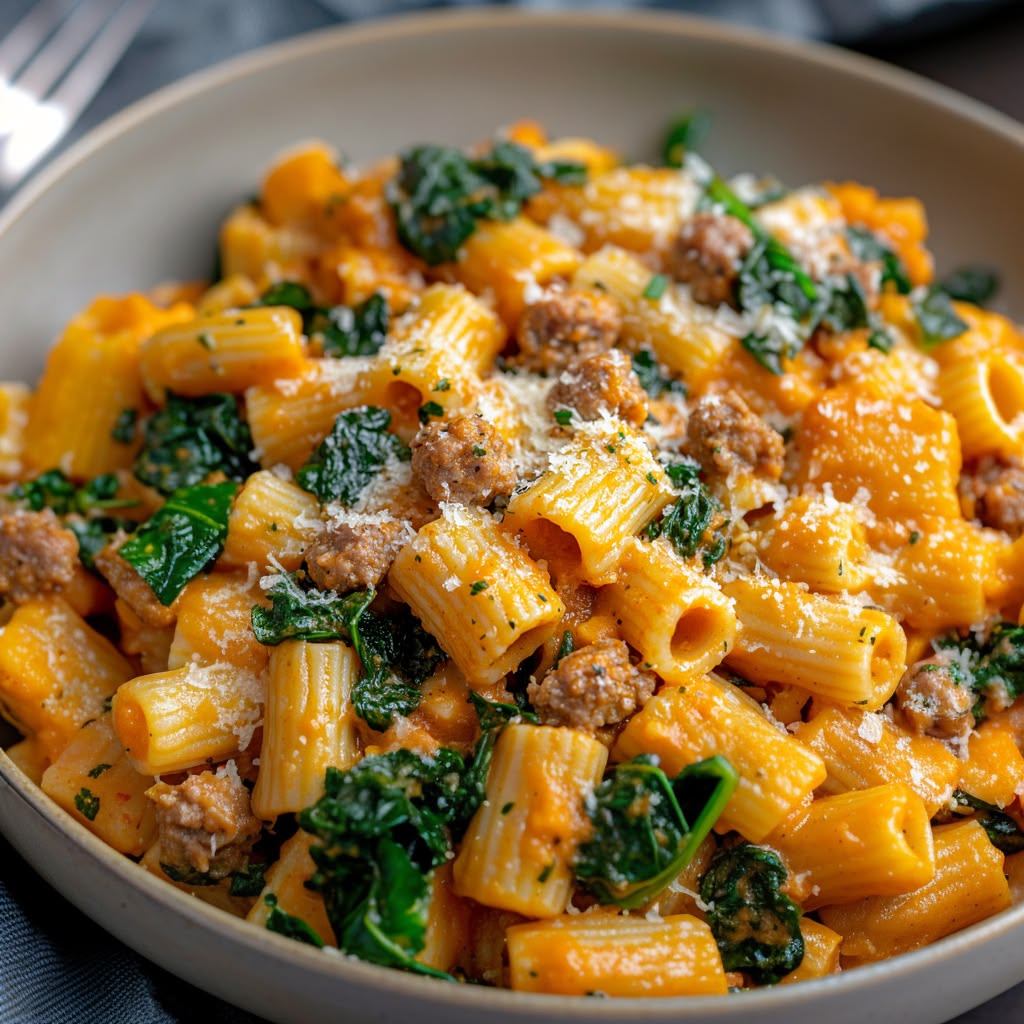 Creamy Butternut Squash And Turkey Rigatoni Protein Bowl