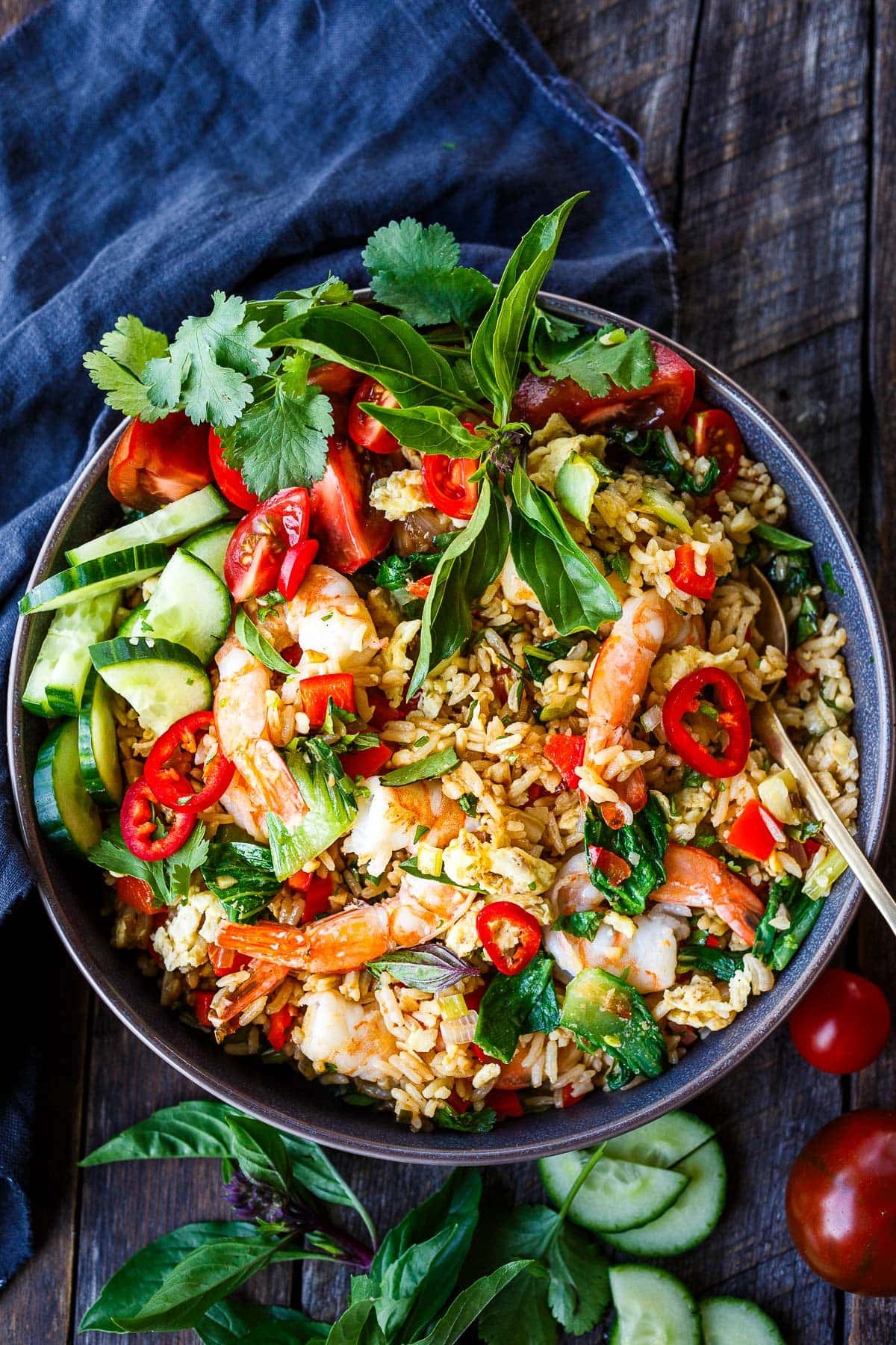 Thai Basil Shrimp Fried Rice Bowl
