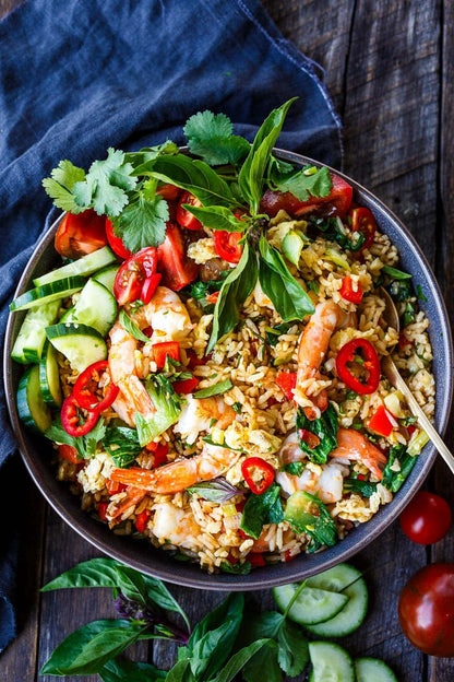 Thai Basil Shrimp Fried Rice Bowl