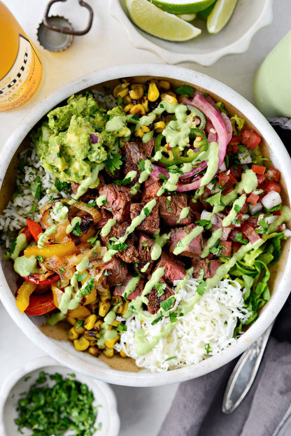 Southwest Steak Chop Salad With a Creamy Cilantro & Avocado Dressing