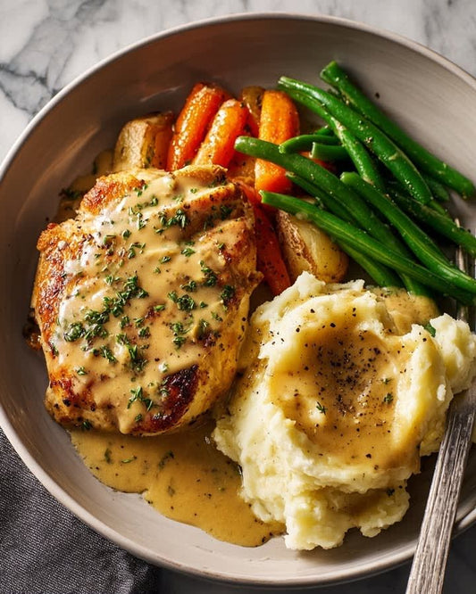 Creamy Garlic Chicken with Whipped Potato Puree